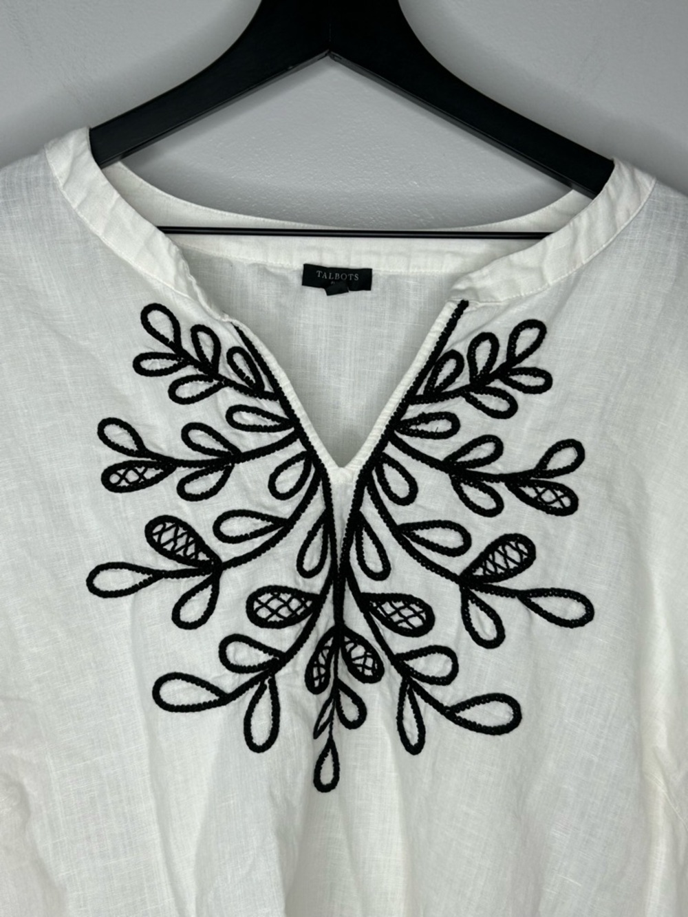 Talbots Black and White Embroidered Linen Cotton Tunic Size 3X - Picture 4 of 10